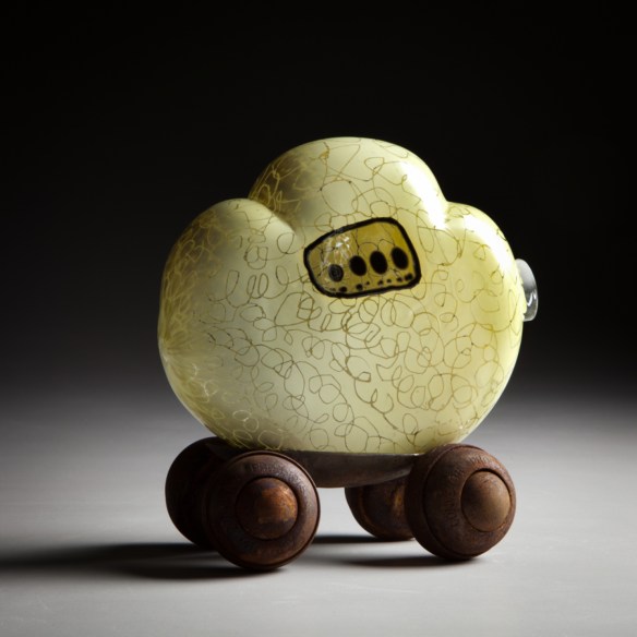 Passenger Cloud  2012 Enameled, blown glass, steel 20cm x 14 cm x 4cm photo: Dustin Miyakawa